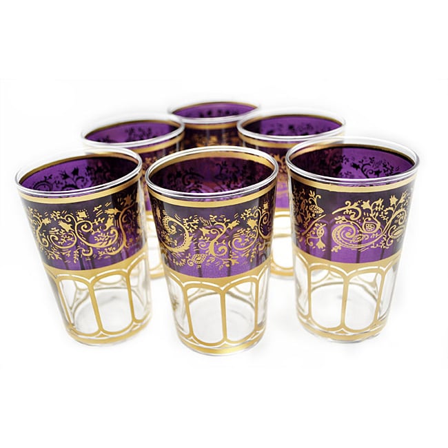 Set of 6 Mek Purple Tea Glasses (Morocco)  