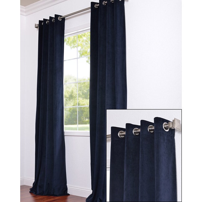 Signature Grommet Moroccan Blue Velvet 96 inch Curtain Panel