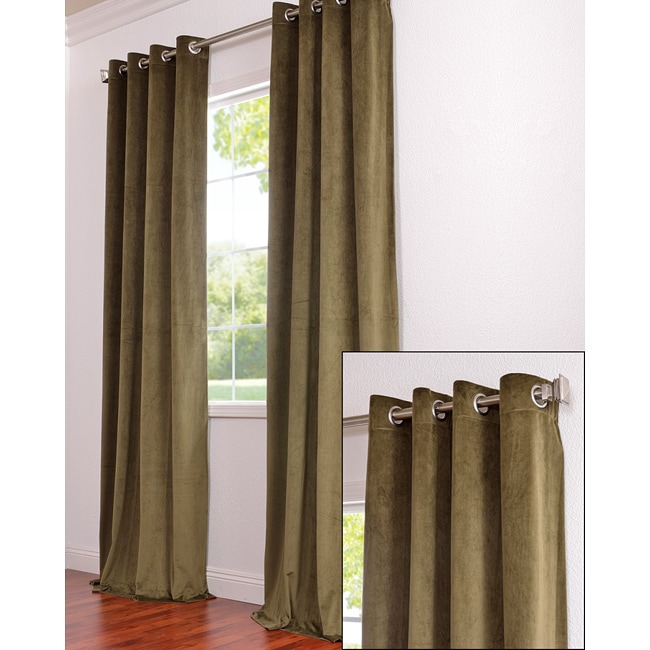 Signature Grommet Moss Green Velvet 84 inch Curtain Panel