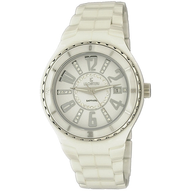 Le Chateau Womens Persida White Ceramic Sapphire Crystal Watch