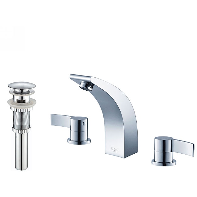 Kraus Illusio Double Handle Widespread Vessel Faucet and Pop Up Drain 