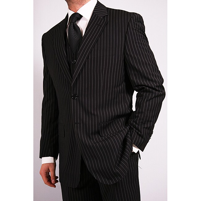 white with black pinstripe suit