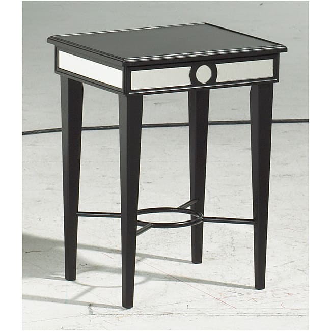 Black Mirror Accent Table - White
