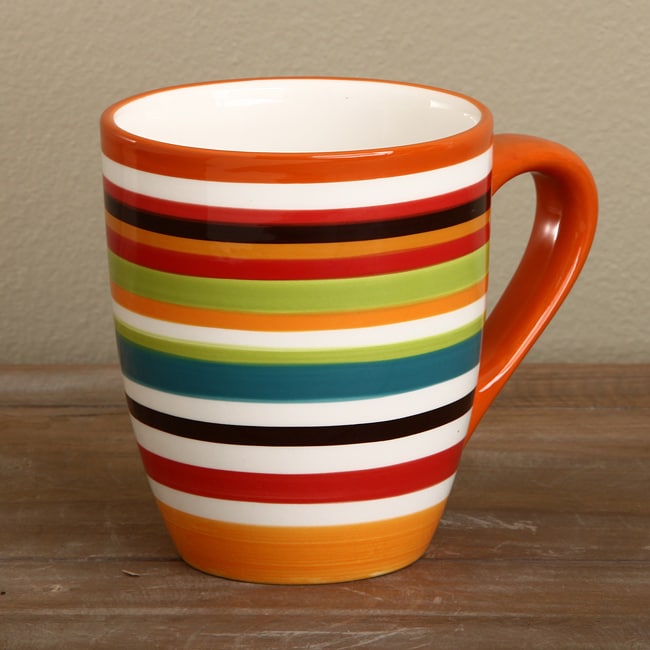 Omniware Rio Striped Ceramic Mugs (Set of 4) - Free Shipping On Orders ...