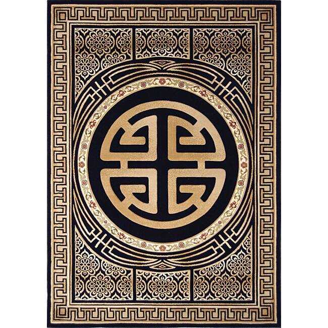 Evolution Black and Tan Polyester Rug