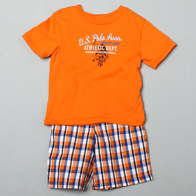 US Polo Boys (4 6x) Tee and Plaid Shorts Set  