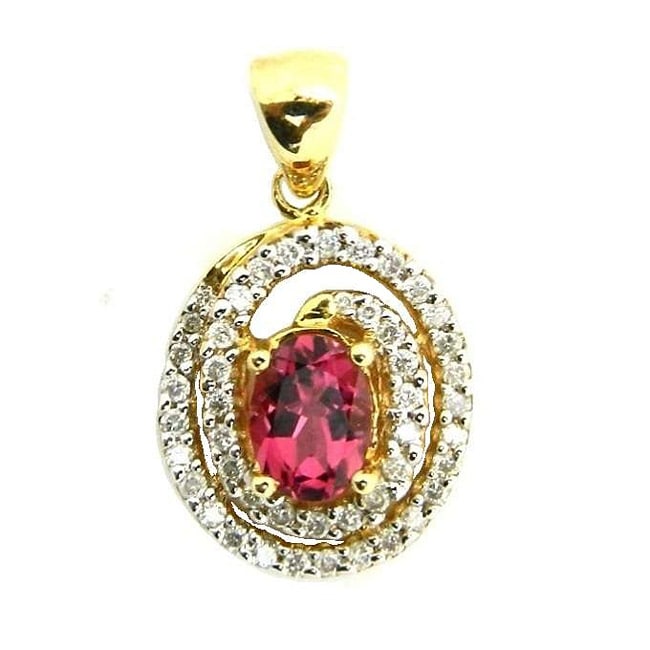 sire 10k Gold Pink Tourmaline and 1/3 TDW Diamond Pendant (H I, I1 