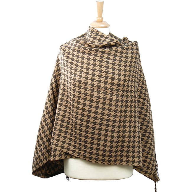 La77 Womens Camel Houndstooth Wrap