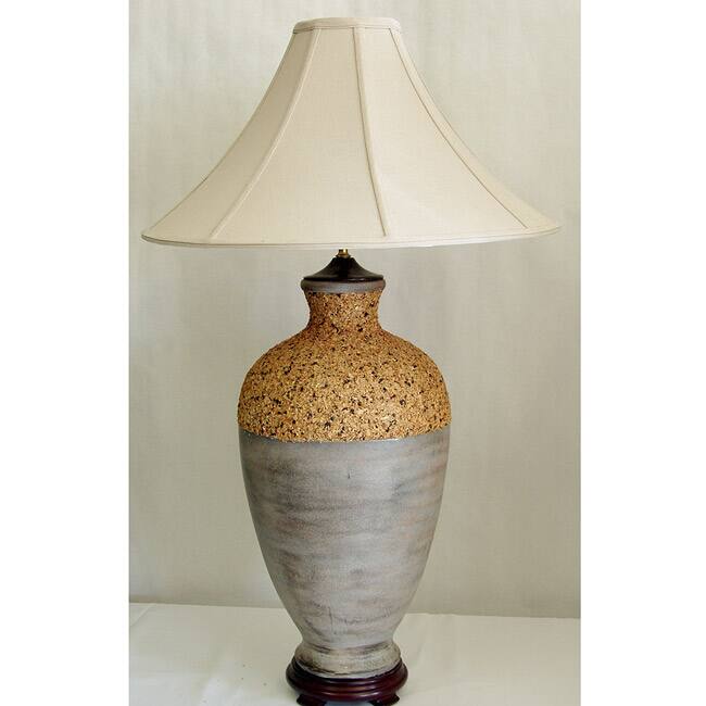 Gray and Tan Textured Table Lamp