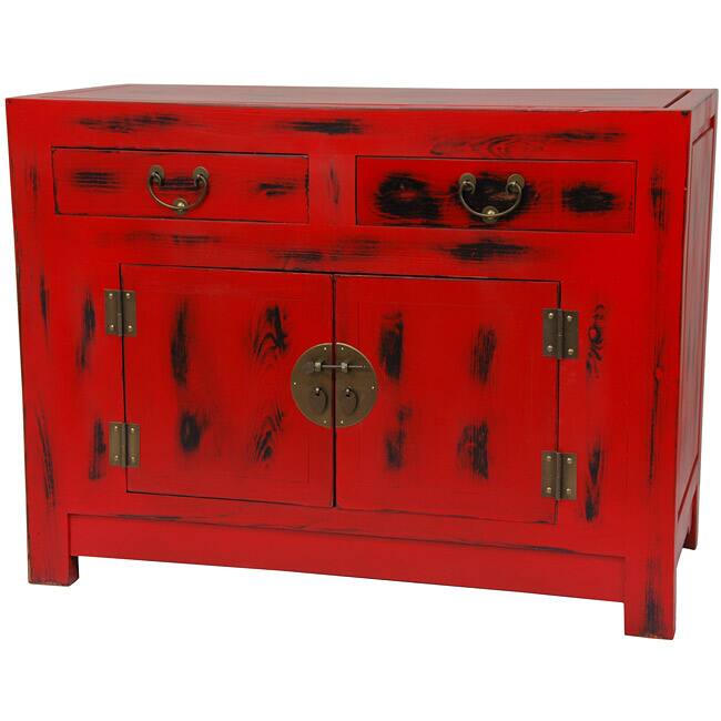 Handmade Traditional Antique Red Chinese Cabinet (China)