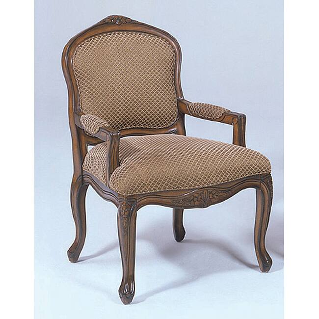 Pecan and Gold Fabric Finish French Provincial Chair