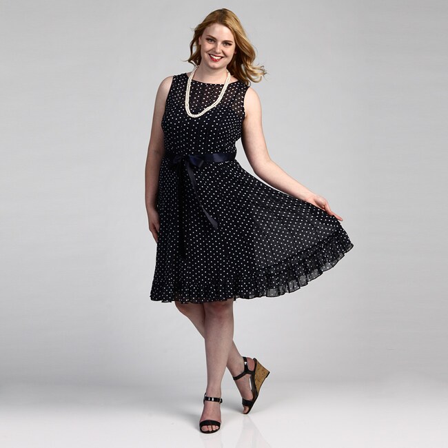 Jessica Howard Plus Navy/ White Polka dot Dress Today $ 