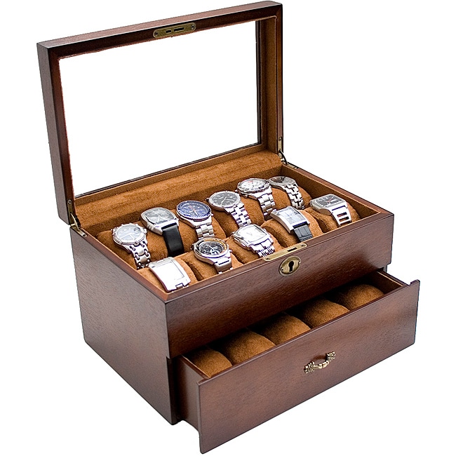 Wooden Glass Top Watch Case