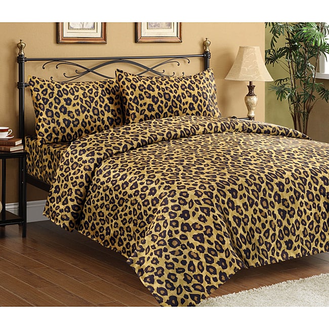 Satin King size Leopard Sheet Set  