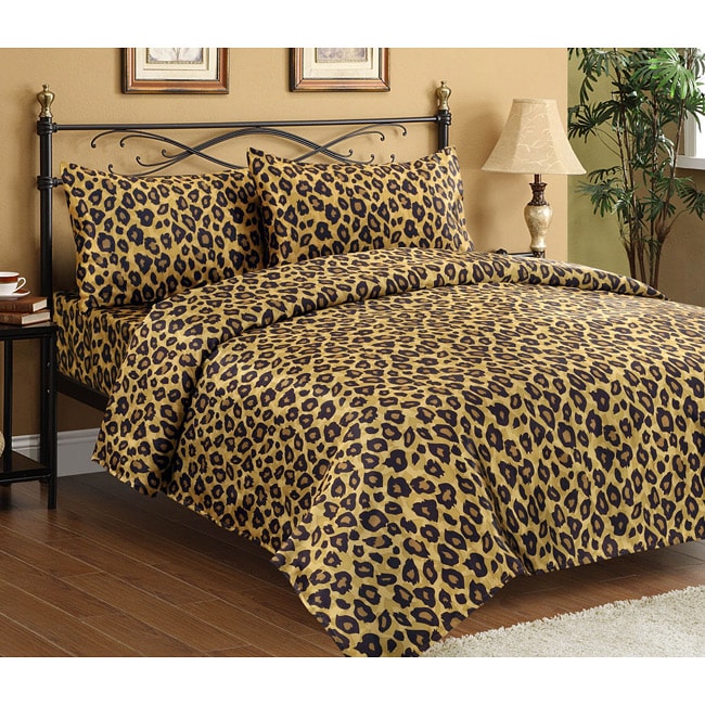 Satin Queen-size Leopard Sheet Set - Free Shipping On ...