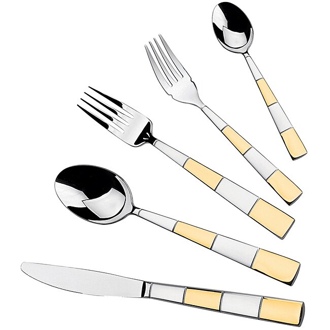 Lorren Home Trends Retro Gold 18/10 20 piece flatware set