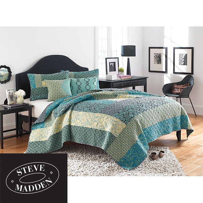 Steve Madden Boyfriend Turquoise Twin size Comforter Set   