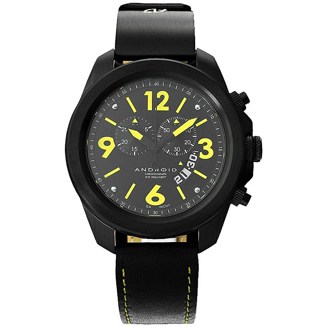 Android Mens Interceptor GMT Leather Strap Watch  