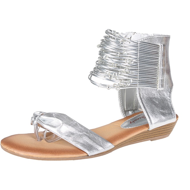   by Beston Womens Tokyo 10 Silver Gladiator Sandals  