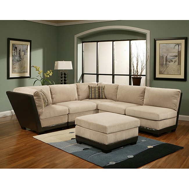 Clifton Micro denier Corduroy Fabric Modular Sectional with Ottoman 