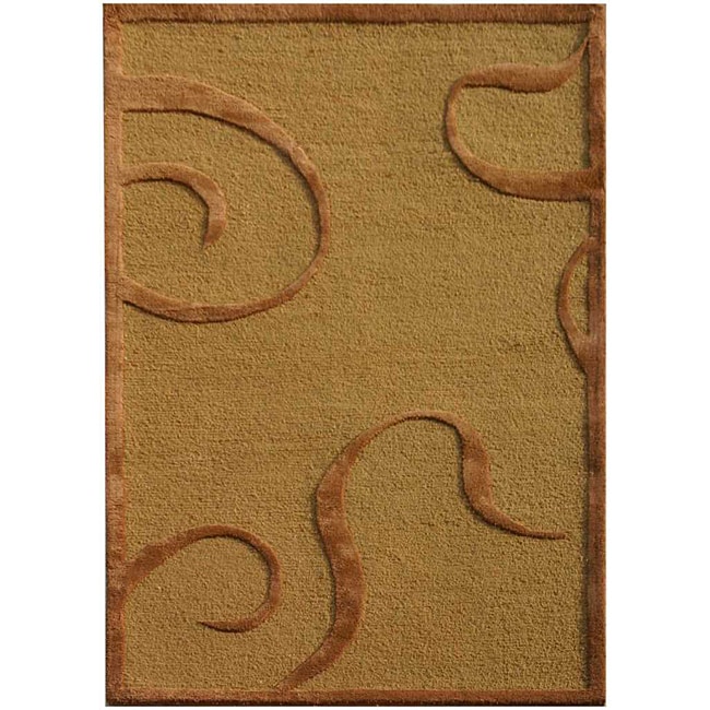 Hand tufted Wool And Art Silk Brown Rug (2 X 3)