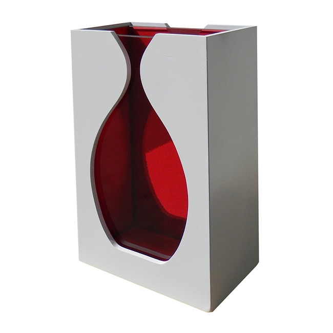 Retro Red Glass Vase with White Wooden Case 