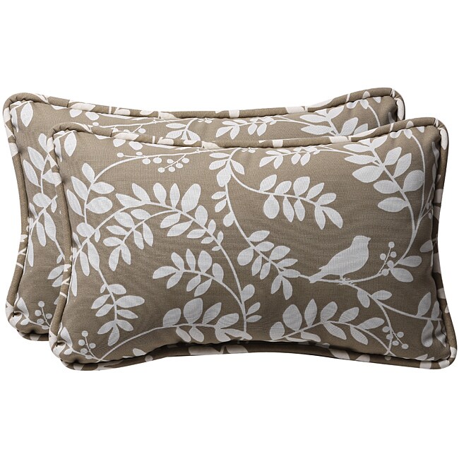 Pillow Perfect Decorative Taupe Floral Outdoor Toss Pillows (Set of 2
