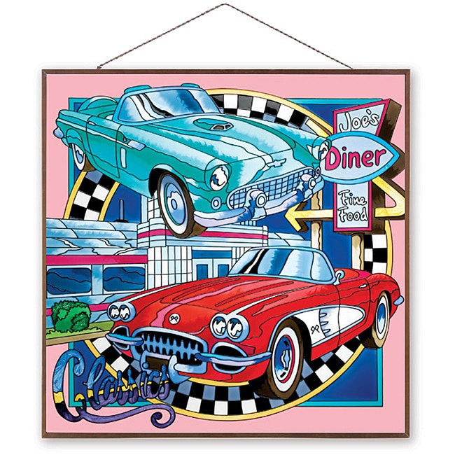 Hand Painted Classic Cars Art Panel Today 