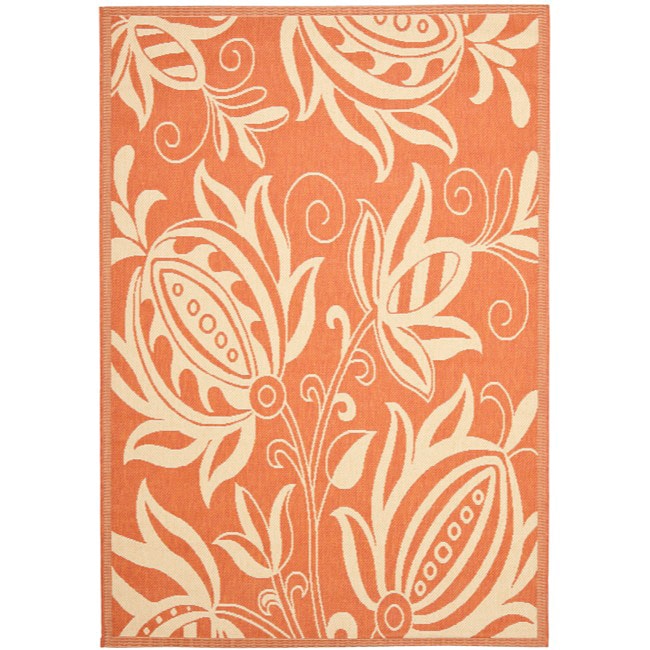 Terracotta/ Natural Indoor Outdoor Rug (67 X 96)