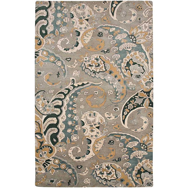 Hand tufted Grey Paisley Wool Rug (8 x 11)  