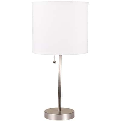 19-inch White Brushed Steel Table Lamp