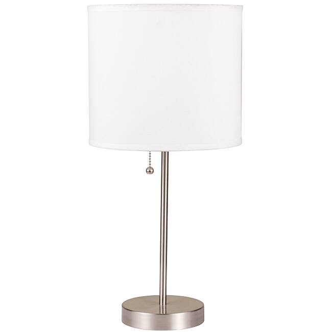 19-inch White Brushed Steel Table Lamp