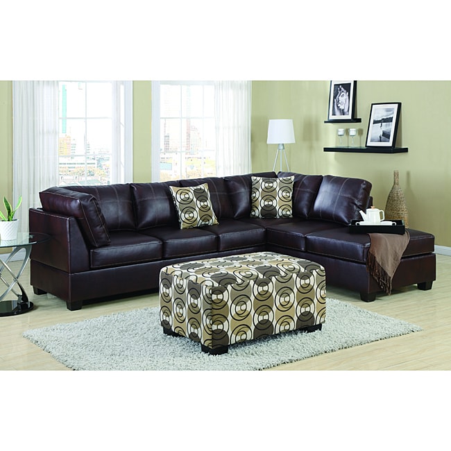 Nikki Mahogany Leather 4 piece Sectional Set  