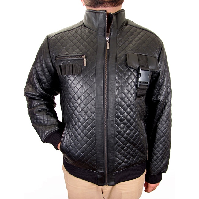 Hudson Outerwear Men's Black Leather Quilted Jacket - 14112437 ...