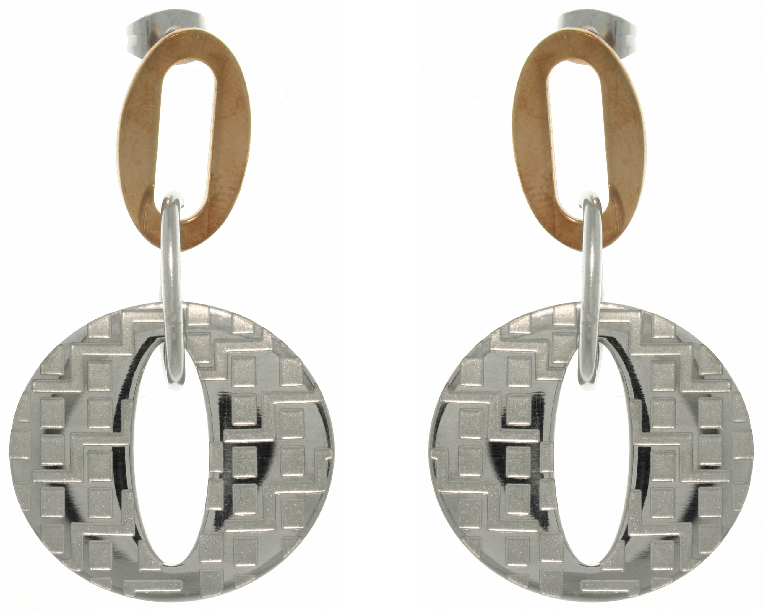 Two tone Stainless Steel Interlocking Oval Dangle Earrings Today 