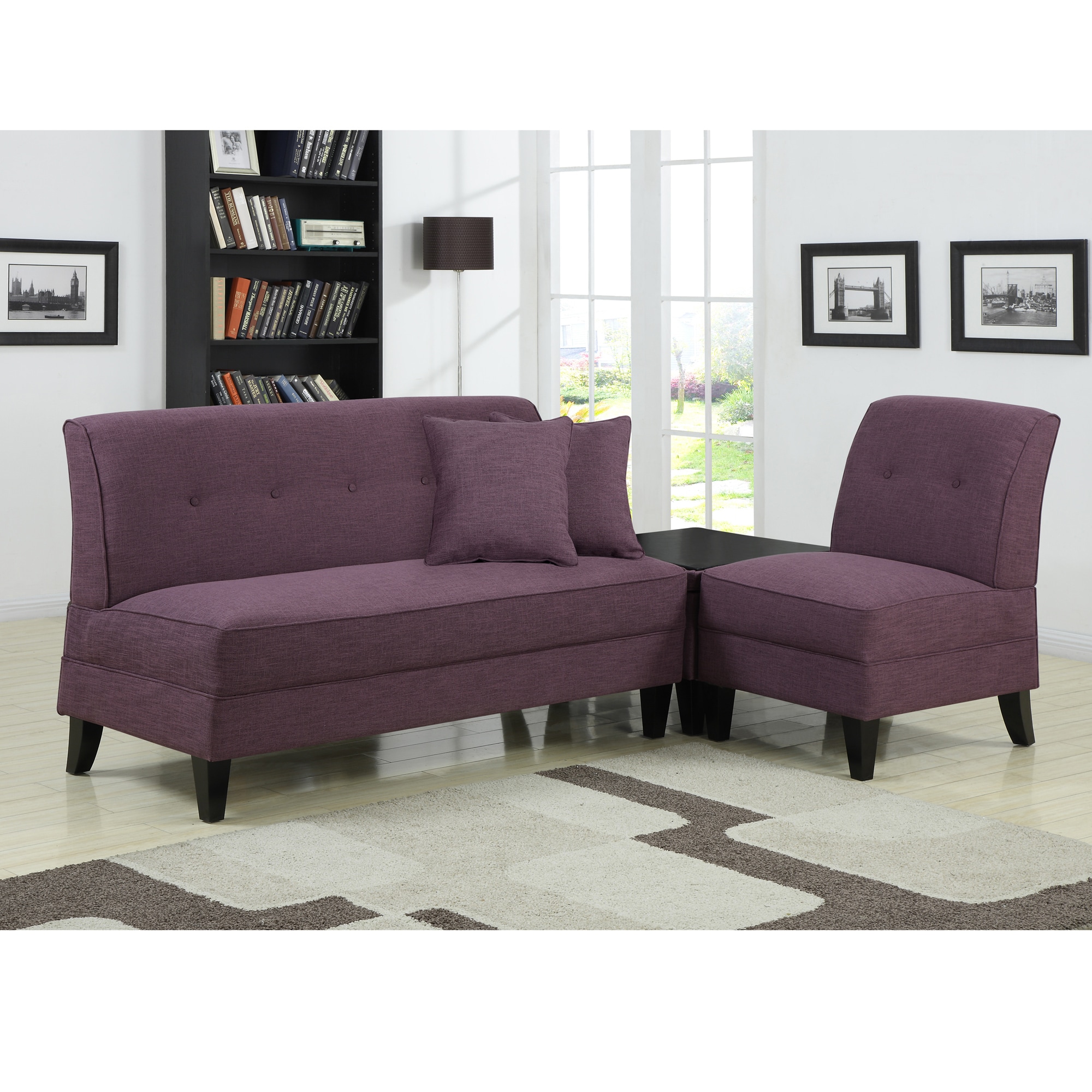 Portfolio Engle Amethyst Purple Linen 3 piece Sofa Set