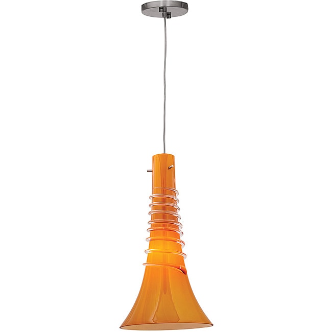 Melody 1-light Brushed Steel Amber Glass Pendant