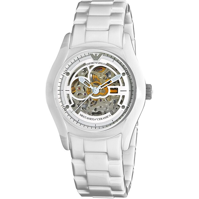 white ceramic armani watch