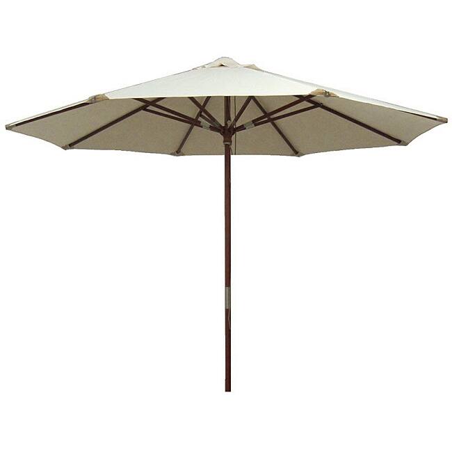 Lauren & Company Premium Natural White Leather Tipped Market Umbrella