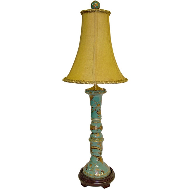 Blue Pagoda Porcelain 1 light Candlestick Table Lamp 