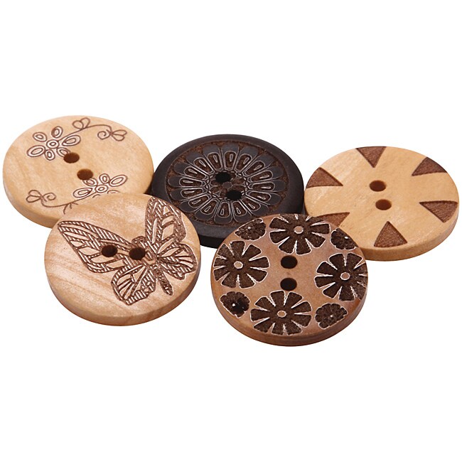 Hand Painted Wooden Buttons (Pack of 100)