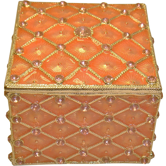 Cristiani Square Gold plated Pewter Crystal Trinket Box