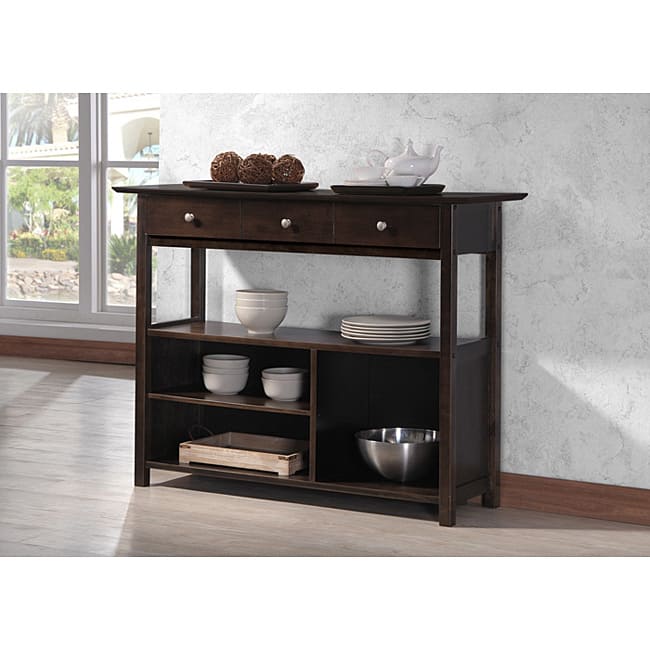 Three-Drawer Cappuccino Console Sofa Table Shelf