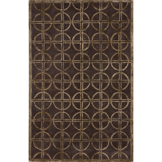 Hand tufted Shimmer Circles Brown Rug (8 X 10)