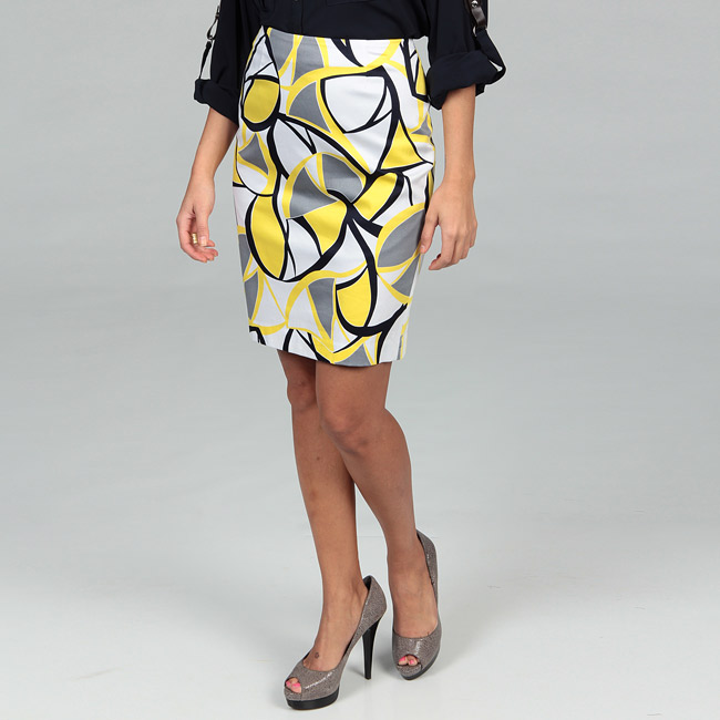 Evan Picone Womens Bright Yellow Abstract Skirt Was $41 