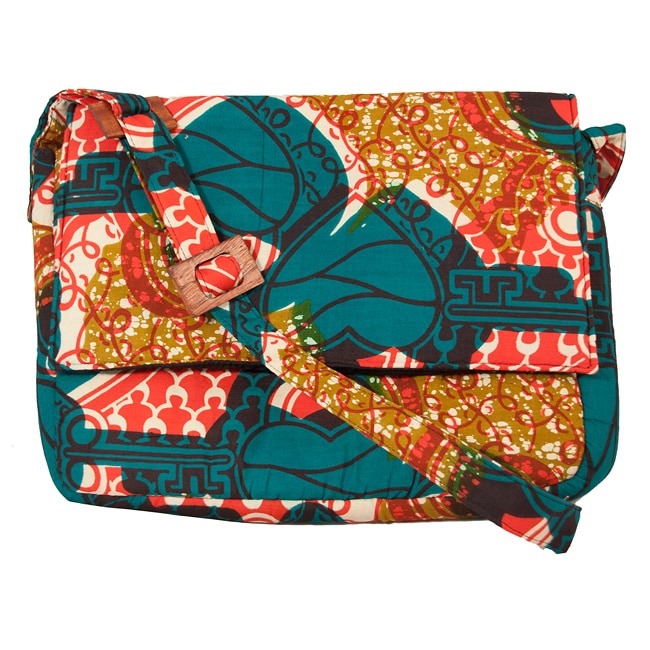 Wax Print 'Key to my Heart' Messenger Bag (Rwanda)
