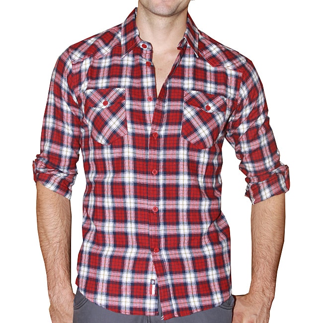 Shop 191 Unlimited Men's Red Plaid Flannel Shirt - Free Shipping On ...