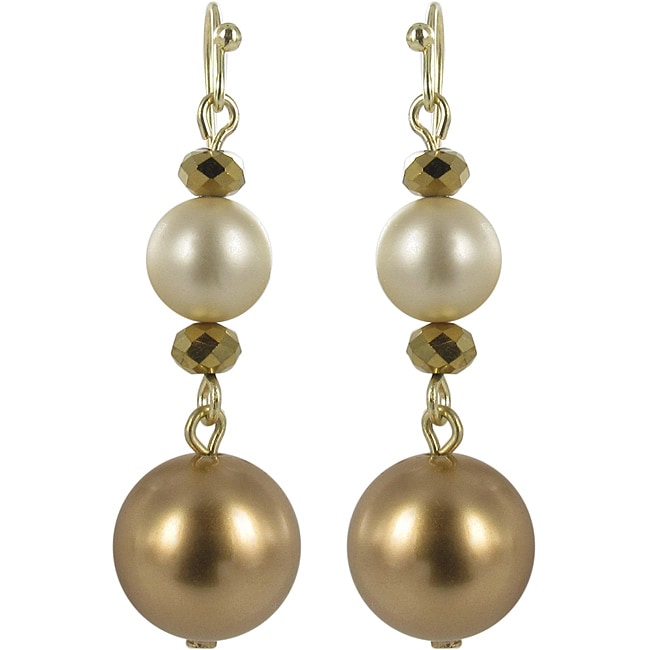 Roman Vintage Faux Pearl Cream Dangle Earrings 