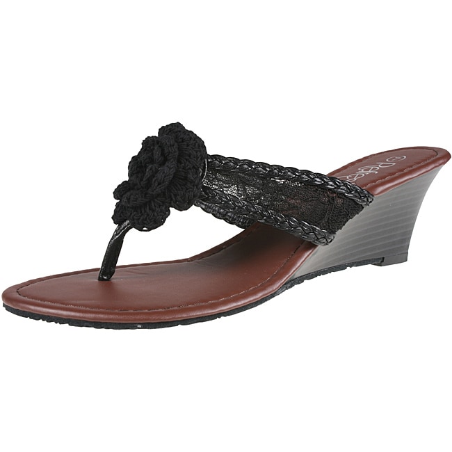 Refresh by Beston Womens Taylor 07 Black Lace Sandals
