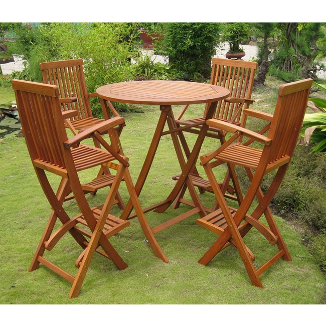 Royal Tahiti Seville 5 piece Bar height Yellow Balau Folding Outdoor 